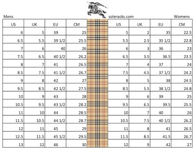 burberry shoe size conversion chart|burberry size chart uk.